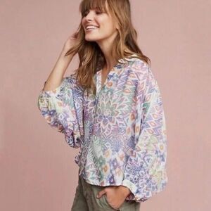 Anthropologie Maeve Bryanna Ikat Tribal Blouse